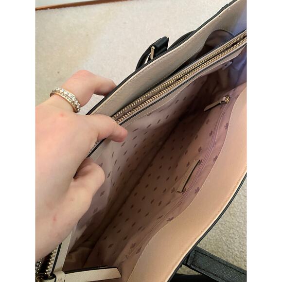 Kate Spade Cameron Laptop Tote, Black White Beige, Laptop Shoulder Bag 399$ - Picture 7 of 8